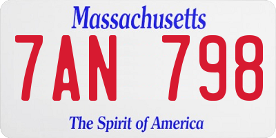 MA license plate 7AN798
