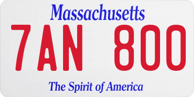 MA license plate 7AN800