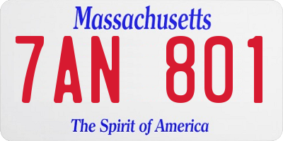 MA license plate 7AN801