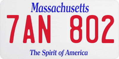 MA license plate 7AN802