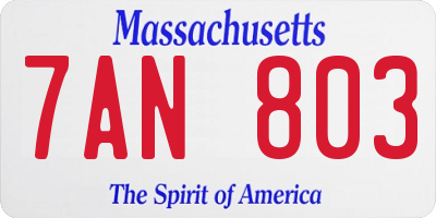 MA license plate 7AN803