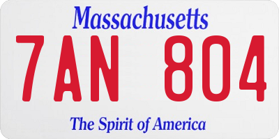 MA license plate 7AN804