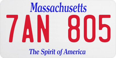 MA license plate 7AN805