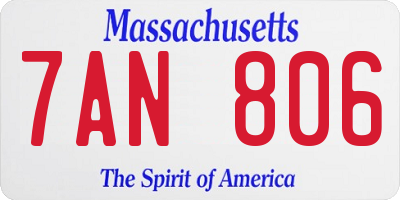 MA license plate 7AN806