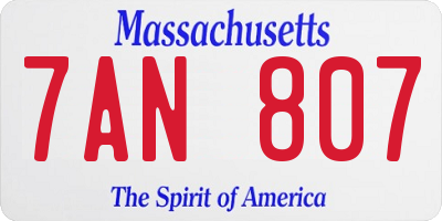 MA license plate 7AN807