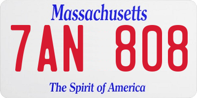 MA license plate 7AN808
