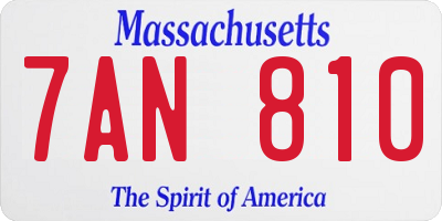 MA license plate 7AN810