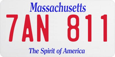 MA license plate 7AN811