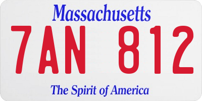 MA license plate 7AN812