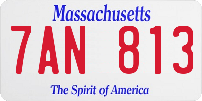 MA license plate 7AN813