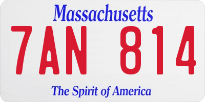 MA license plate 7AN814