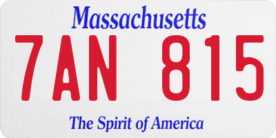 MA license plate 7AN815