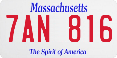 MA license plate 7AN816