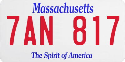 MA license plate 7AN817