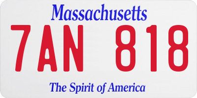 MA license plate 7AN818