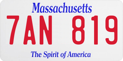 MA license plate 7AN819
