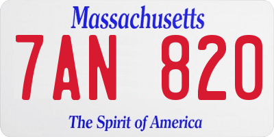 MA license plate 7AN820