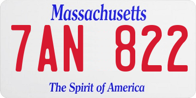 MA license plate 7AN822