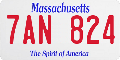 MA license plate 7AN824