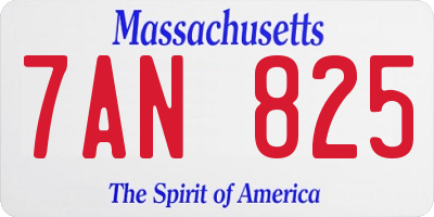 MA license plate 7AN825
