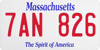 MA license plate 7AN826