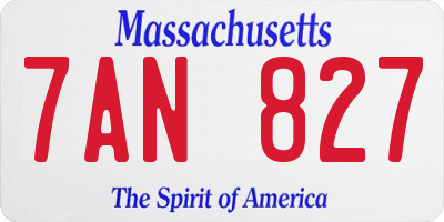 MA license plate 7AN827