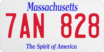 MA license plate 7AN828