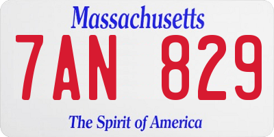 MA license plate 7AN829