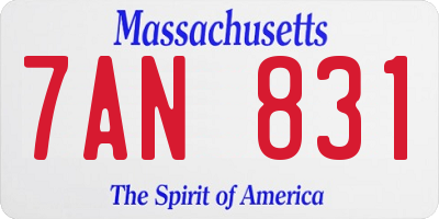 MA license plate 7AN831