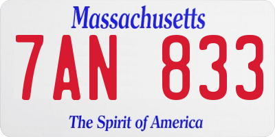 MA license plate 7AN833