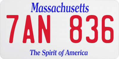 MA license plate 7AN836