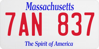 MA license plate 7AN837