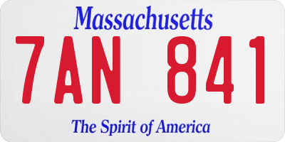 MA license plate 7AN841