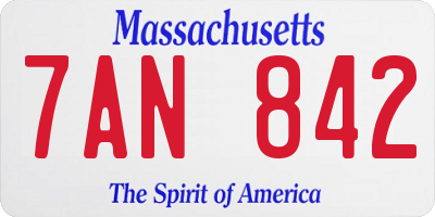 MA license plate 7AN842