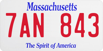 MA license plate 7AN843