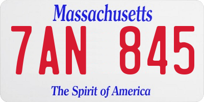 MA license plate 7AN845