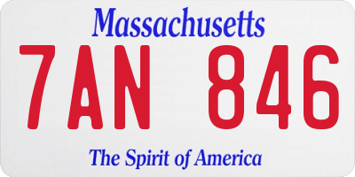 MA license plate 7AN846