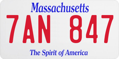 MA license plate 7AN847