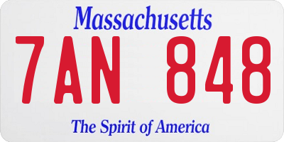 MA license plate 7AN848
