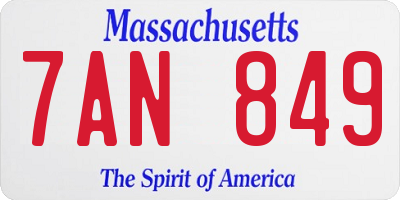 MA license plate 7AN849