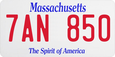 MA license plate 7AN850