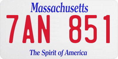 MA license plate 7AN851