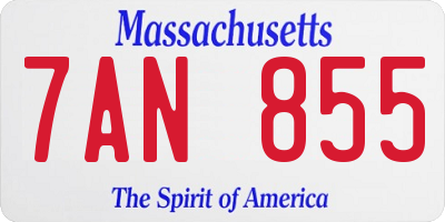 MA license plate 7AN855