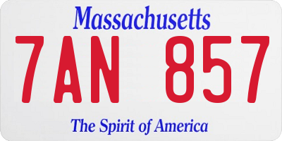 MA license plate 7AN857