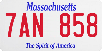 MA license plate 7AN858