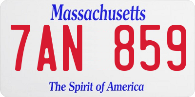MA license plate 7AN859