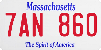 MA license plate 7AN860