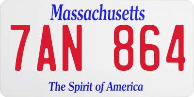 MA license plate 7AN864