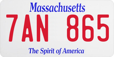 MA license plate 7AN865