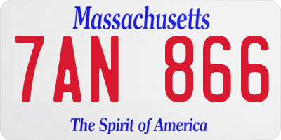 MA license plate 7AN866